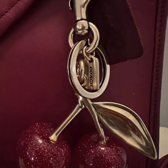 COACH Cherry Glitter Key Chain Bag Charm - Picture 3 of 5
